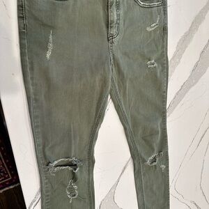 Free people, stretch, skinny jeans, Green, distressed, sizeW 27.pre owned